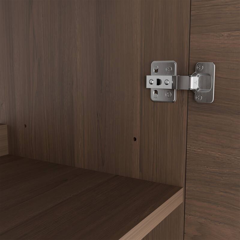 30-inch Brown Bathroom Vanity with Louvered Doors and Sink Combo