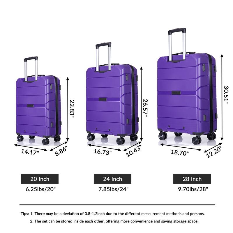 Merax 3 Piece High Quality Luggage Set, Hardshell Lightweight Durable Suitcase with TSA Lock and Spinner Wheels