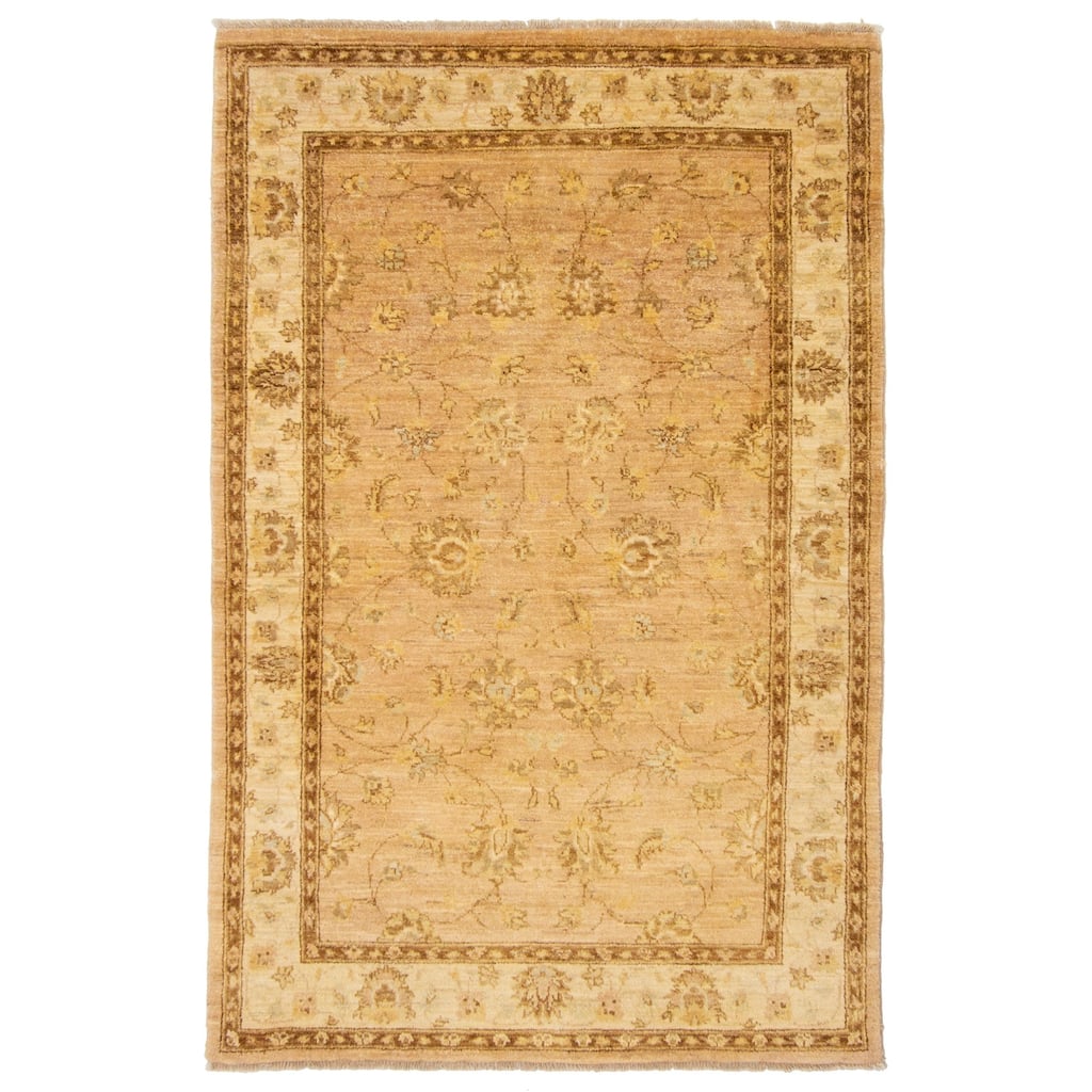 ECARPETGALLERY Hand-knotted Peshawar Oushak Beige Wool Rug - 3'10 x 5'10