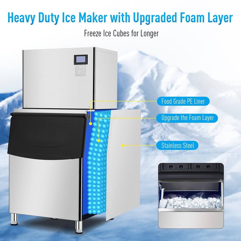 Commercial Ice Machine Industrial with 550LBS/1 Day Ice Maker