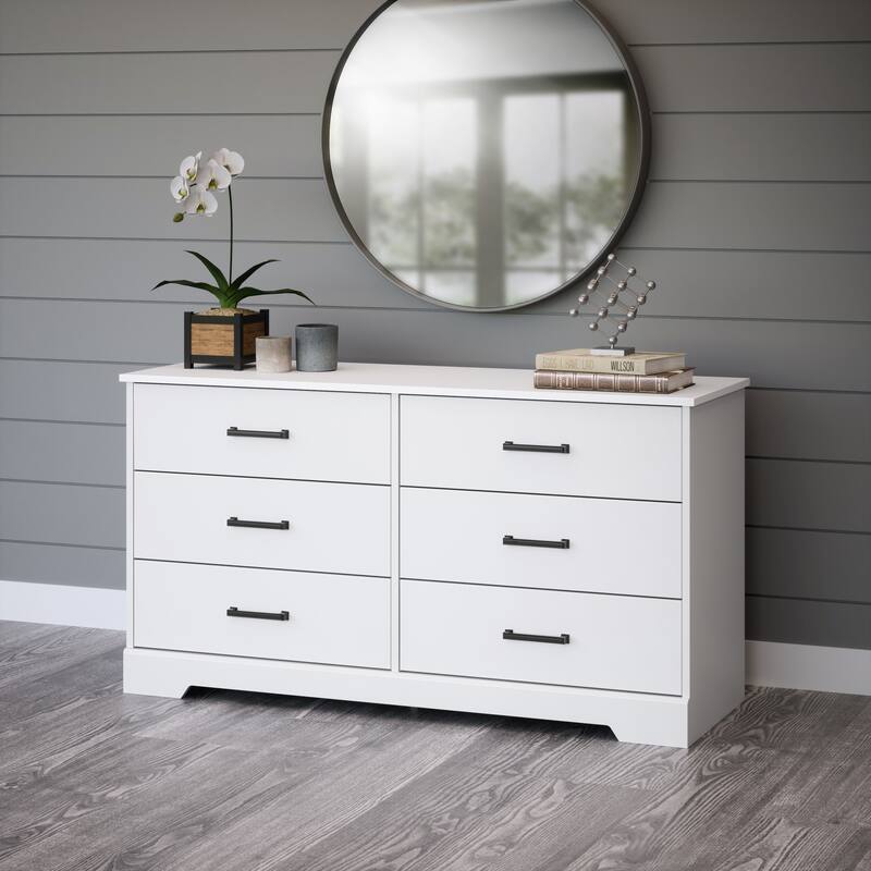 Prepac Rustic Ridge Farmhouse Chest, Wooden Bedroom Dresser with 6 Storage Drawers