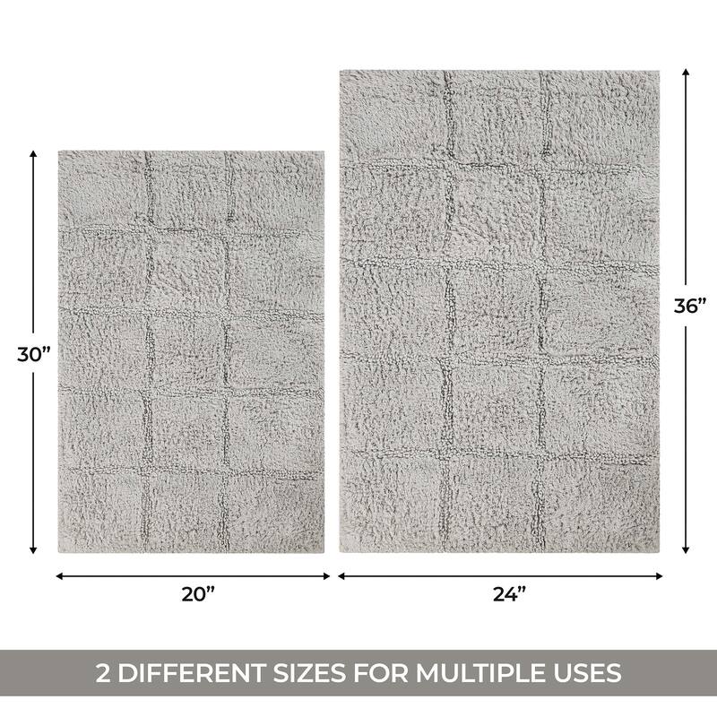 Superior Cotton Checkered 2-piece Non-skid Bath Rug Set