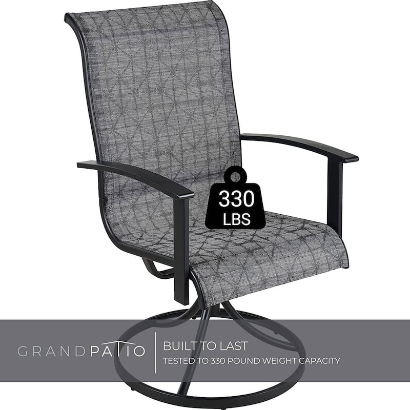 Patio Dining Metal Outdoor Rocking Chair for Lawn Garden Backyard Deck, Black & Grey Plaid(2 Pack) - N/A