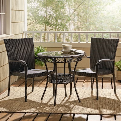 Littleton Outdoor Multi-brown 3-piece Wicker Bistro Set by Christopher Knight Home