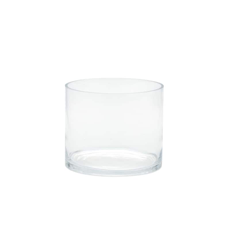 7" Clear Cylindrical Hand Blown Glass Vase
