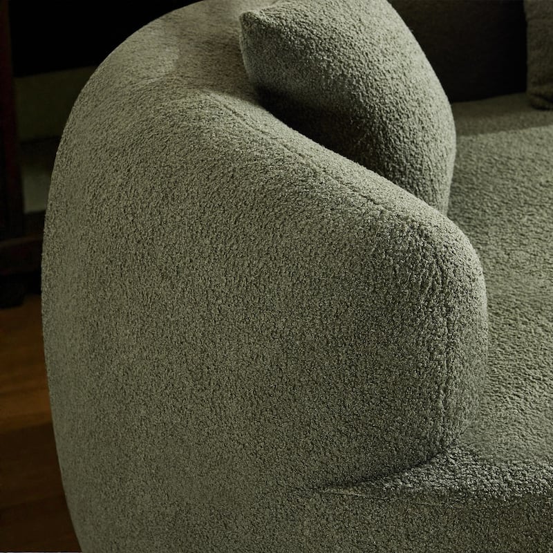 66.93 Inch Curved Loveseat Compression Sofa, Teddy Velvet No Assembly Couch for Small Spaces Apartments