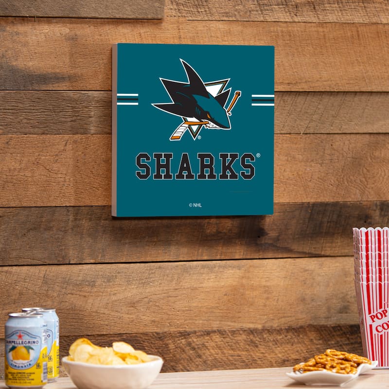 San Jose Sharks Wooden Door Decor Wall Sign - Multi-Color - 12 x 12