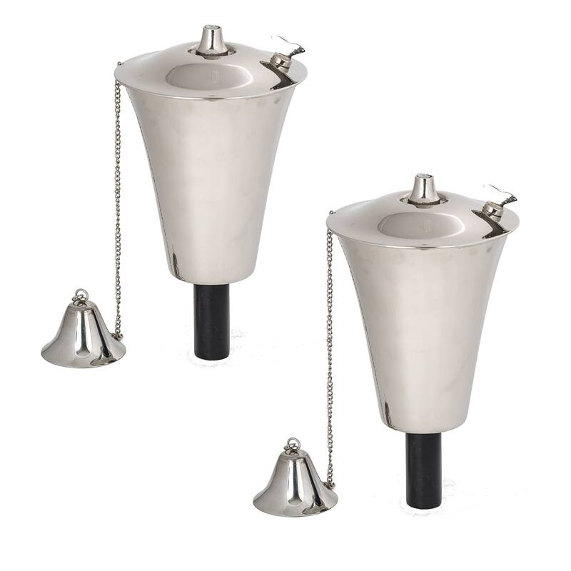 Kona Style Tiki Torch - Smooth Nickel - 2 Pack