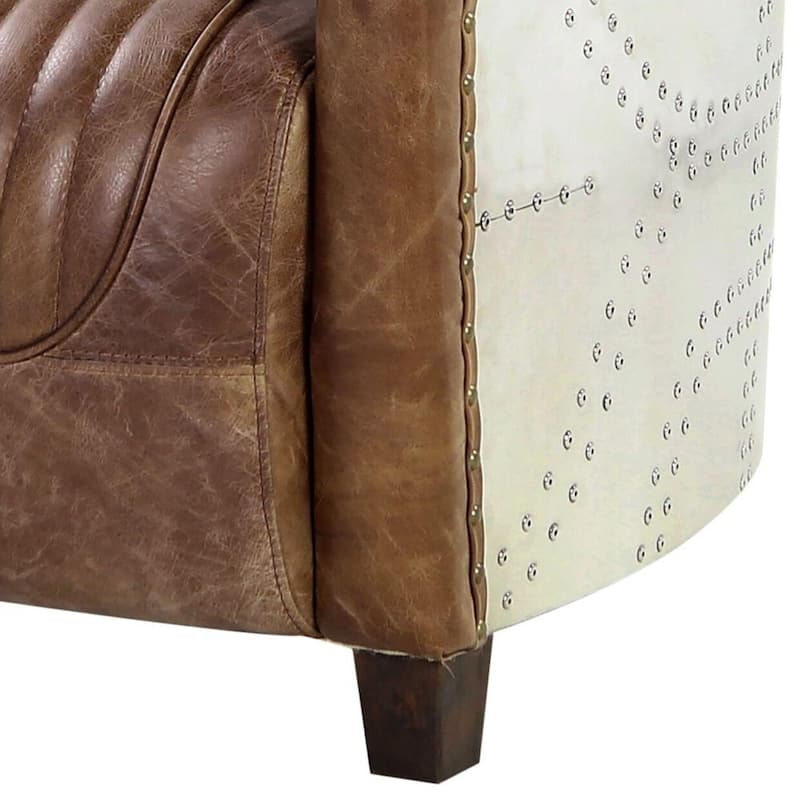 Acme Furniture Brancaster Top Grain Leather Retro Brown Arm Chair