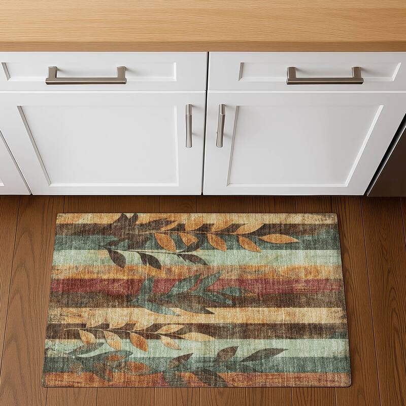 Premium Washable Super Soft Modern Floral Mayfield Rug - Wheat - 1'8" x 2'6"