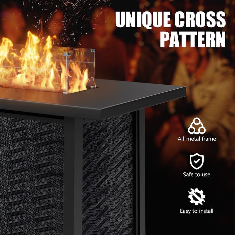 Futzca Square Outdoor Propane Fire Pit Table with Removable Cover - N/A