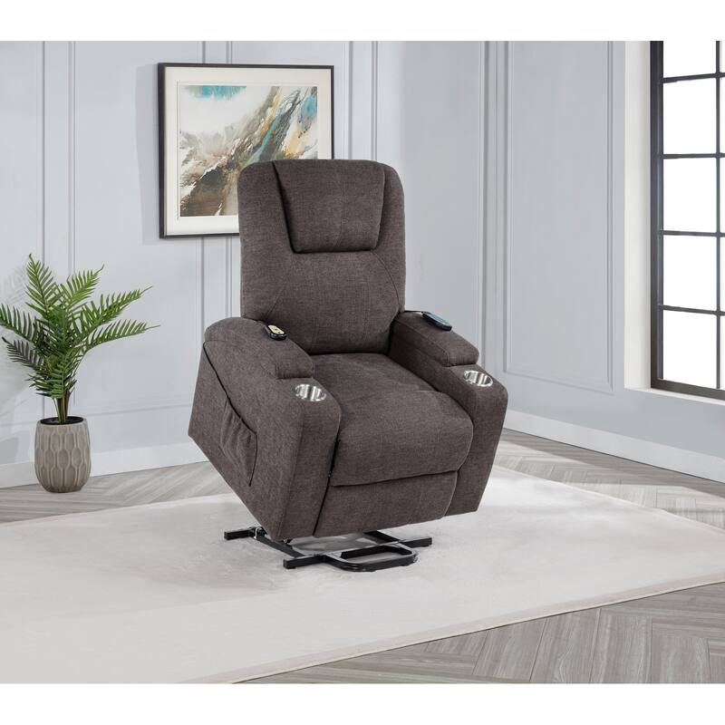 Louie Chenille Upholstered Power Lift Massage Chair
