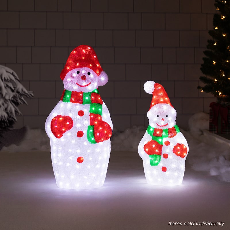 25" Lighted Commercial Grade Acrylic Christmas Snowman Display Decor - White