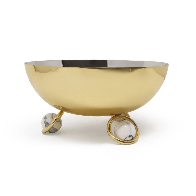 Salad Bowl Silver Inner Gold Outer with Ball Legs