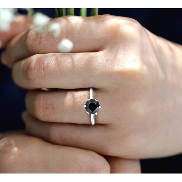 1//6 Carat Black Diamond Solitaire Pendentif en argent sterling CTW