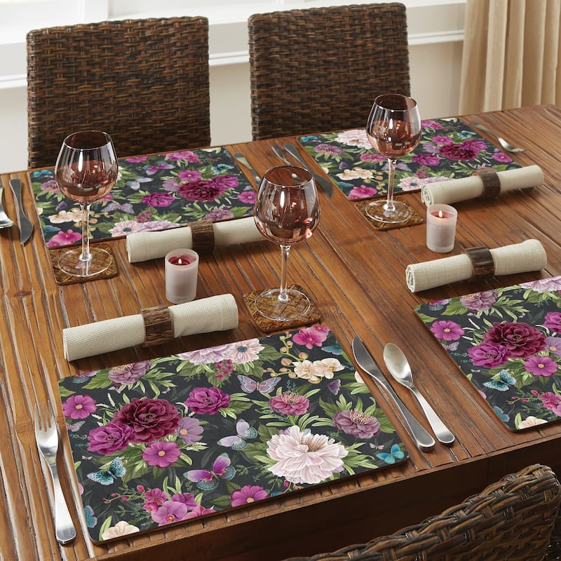 Hardboard Placemat, Midnight Garden, Set of 2, Made in the USA