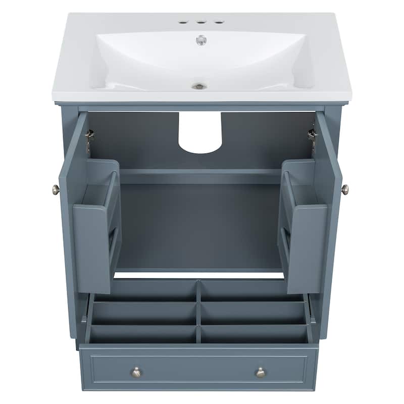 Roomfitters 30" Bathroom Vanity with Sink Combo, Multi-Functional Cabinet with Doors and Drawer, Solid Frame, MDF