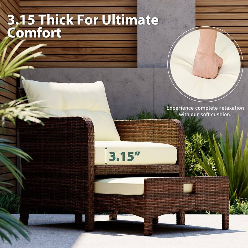 Pamapic 5-Piece Wicker Patio Conversation Set with Ottomans