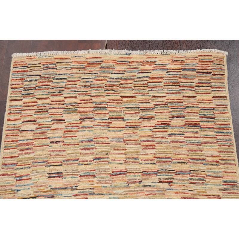 Striped Modern Gabbeh Kashkoli Oriental Wool Area Rug Handmade Carpet - 2'5" x 3'9"