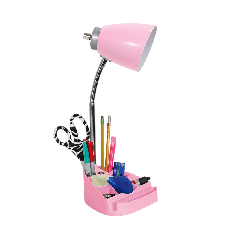18.5 in. Chrome Finish Table Lamp with Pink Shade, Desk Lamp for Writing and Computer Desks