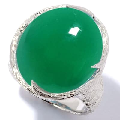 18K Yellow Gold Over Sterling Silver Green Onyx Cocktail Ring
