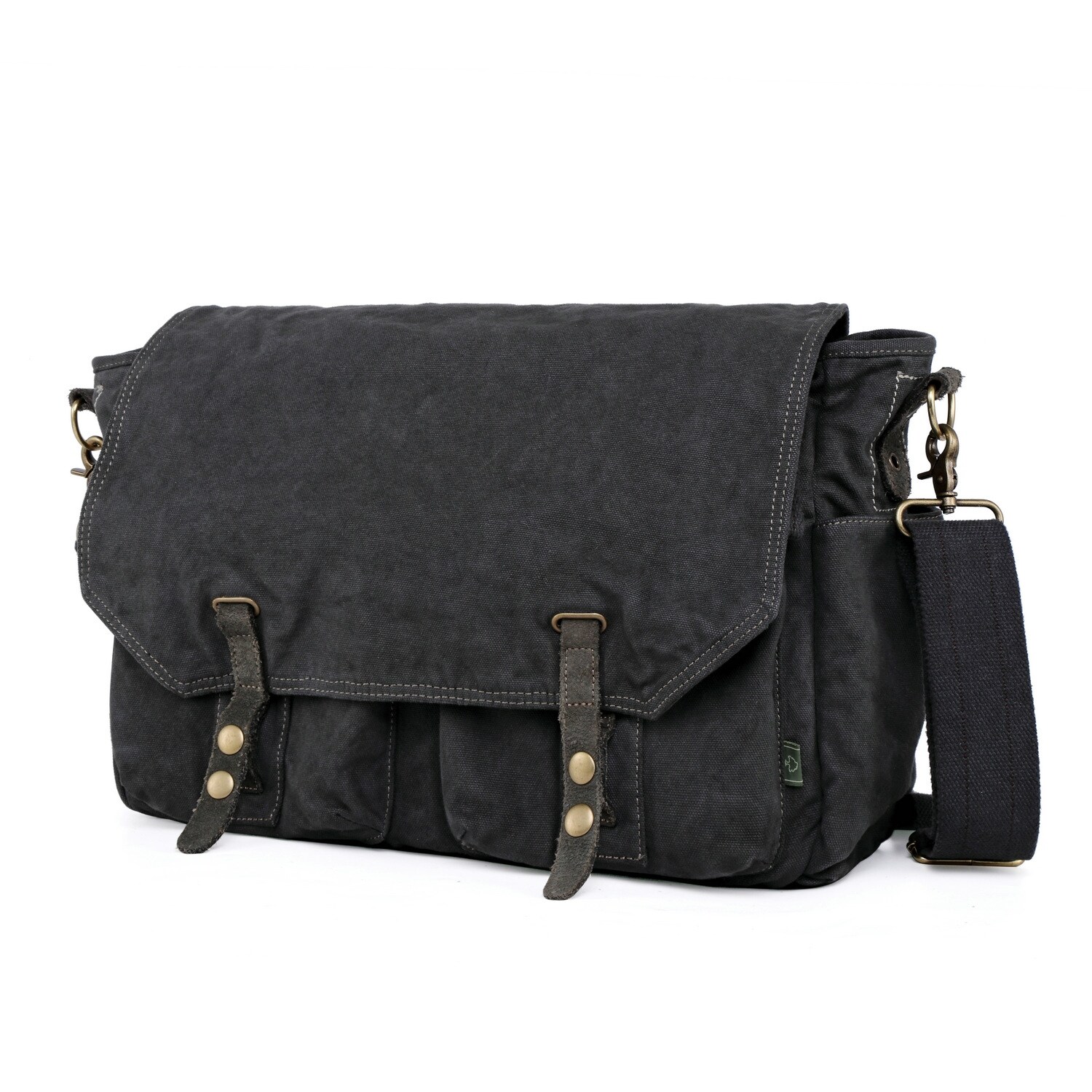 black canvas messenger bag