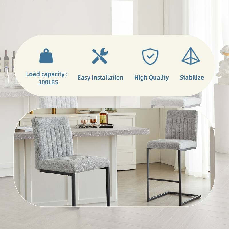 2 Sets Bar Stool - Fabric Chair with Sturdy Metal Frame, Stylish & Comfortable Seating for Kitchen Island, Living Room