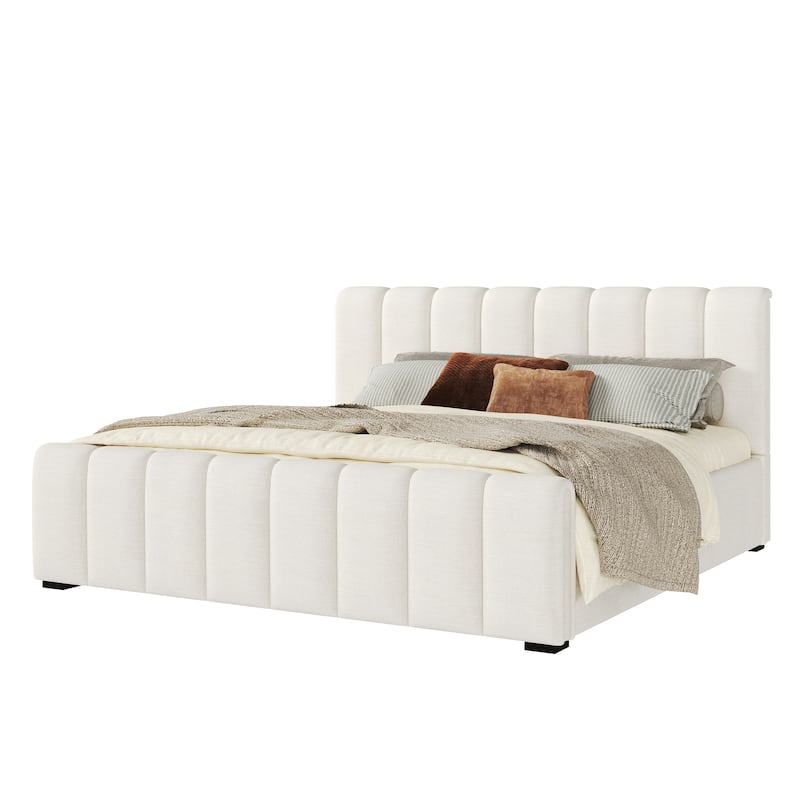 Christopher Knight Home - Elowen Modern Upholstered Bed Frame with Thick Padded Headboard