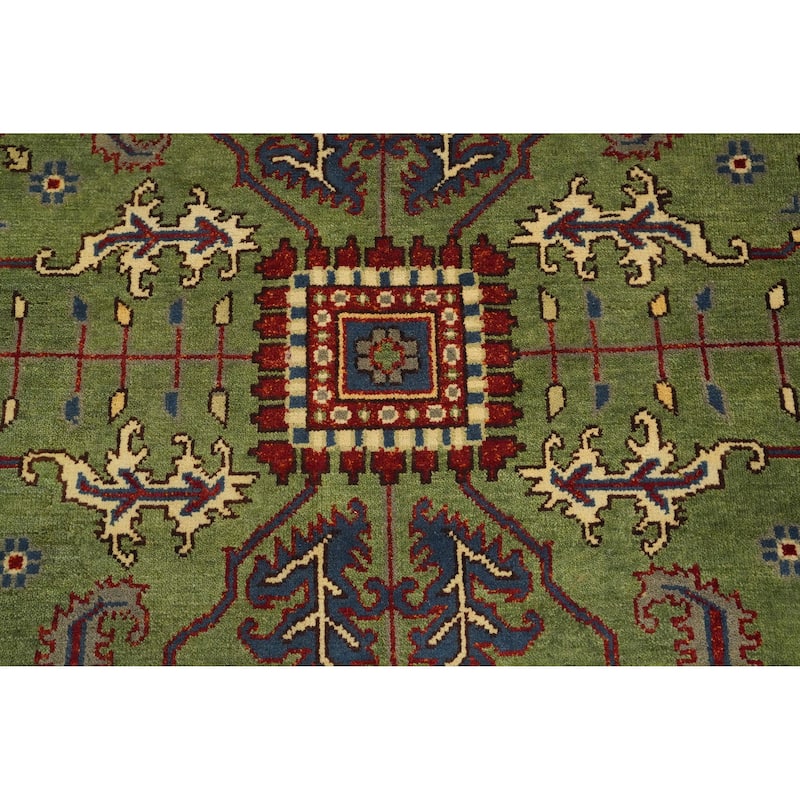 Hand Knotted Oriental 100% Wool Carpet Transitional All-Over Green Oushak Area Rug - 11' 9'' X 8' 11''