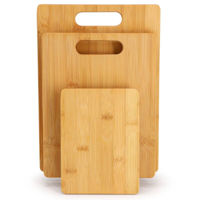 MegaChef 3 Piece 8 Inch, 11 Inch, and 13 Inch Bamboo Wood Cutting Board Set