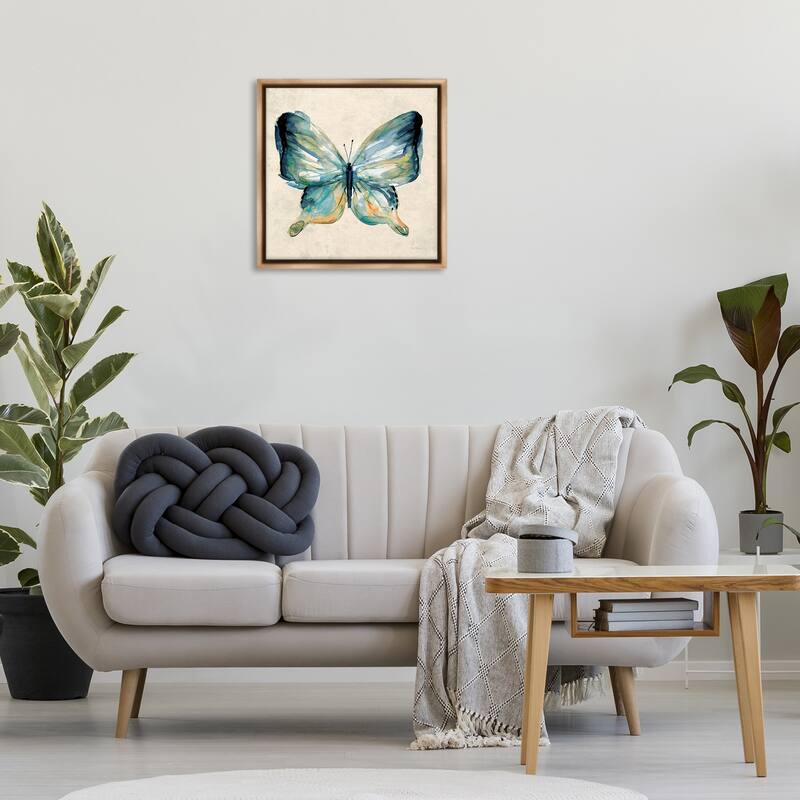 Stupell Bold Butterfly in Green Framed Floater Canvas Wall Art Design By Carol Robinson