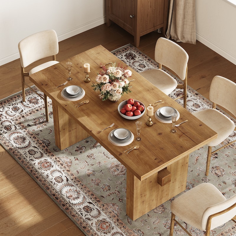 63 Inch Solid Wood Dining Table for Kitchen Living Room