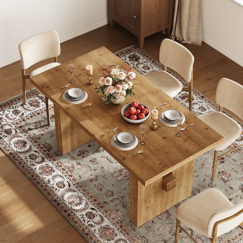 Solid Wood Dining Table, Large Rectangular Kitchen Table for Dining/Living Room