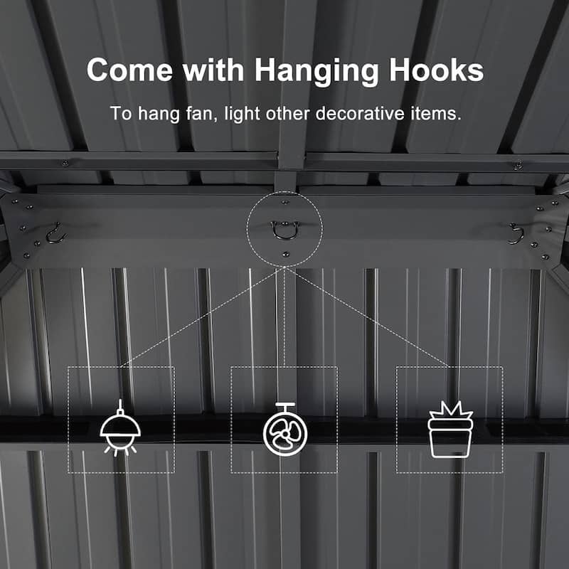 PURPLE LEAF Double Top Sunroom Outdoor Grey All-Weather Screen House Patio Hardtop Gazebo