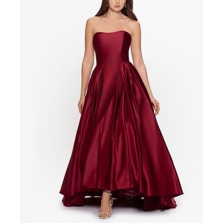 Betsy & Adam Women's Strapless High Low Gown Brown Size 10Petite