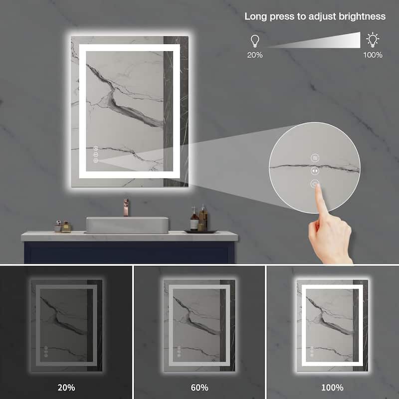 28x36 Inch Frameless LED Bathroom Mirror,Smart Mirror - White