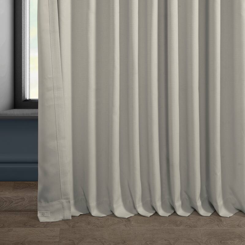 Exclusive Fabrics Faux Linen Extra Wide Room Darkening Curtains Panel - Versatile Privacy Drapery for Wide Windows (1 Panel) - 100 X 96 - Birch