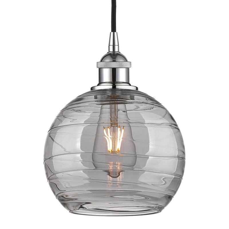 Innovations Lighting 616-1P 10 8 Athens Deco Swirl Pendant Athens Deco - Polished Chrome / Light Smoke Deco Swirl