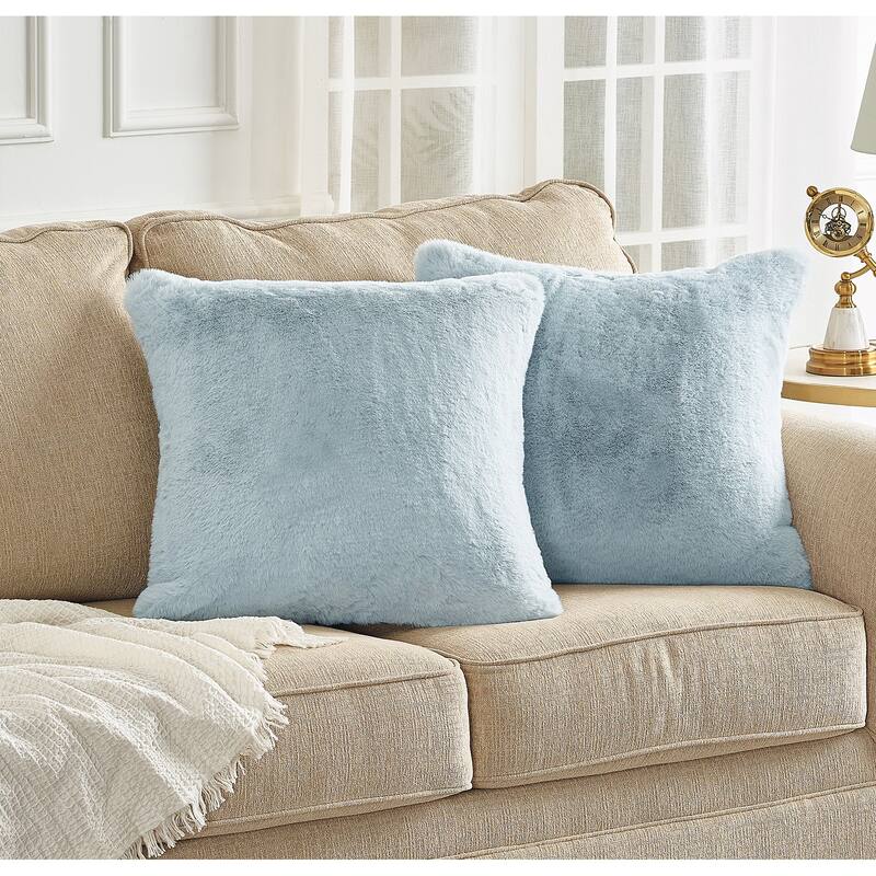 Serenta Heavy Fauxfur Pillow Shell 2 PC Set, 20''x20'' - 20''x20'' - Vapor Blue
