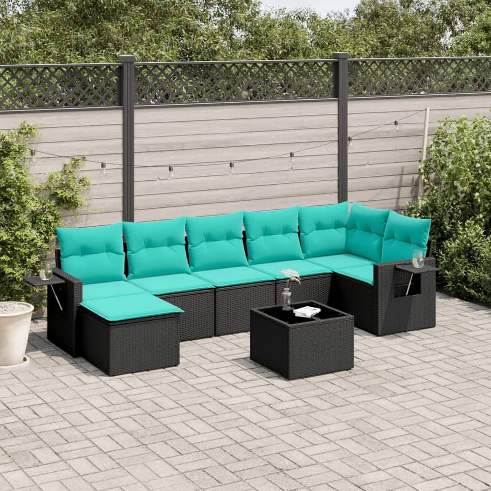 vidaXL Patio Sofa Set with Cushions Outdoor Conversation Furniture Poly Rattan - 24.4 x 24.4 x 27.2