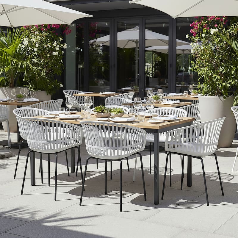 Set of 2 Barras Grey Plastic Dining Chair with Black Iron Legs