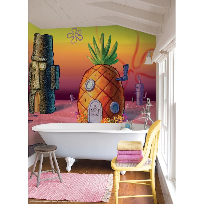 RoomMates SpongeBob SquarePants Sunset Pink Peel and Stick Mural