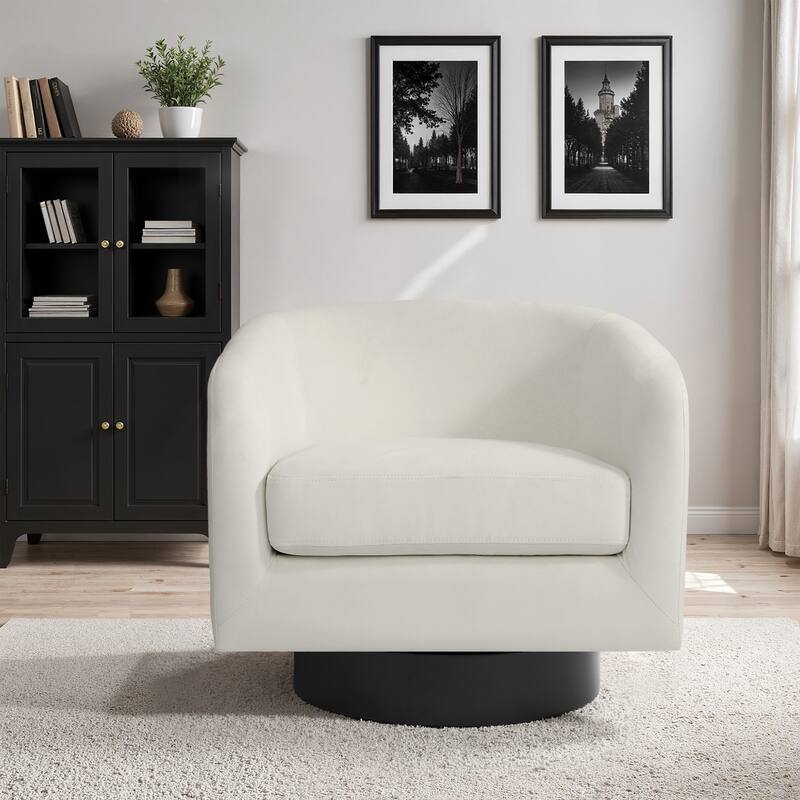 360-Degree Swivel Round Barrel Velvet Armchair Accent Chairs