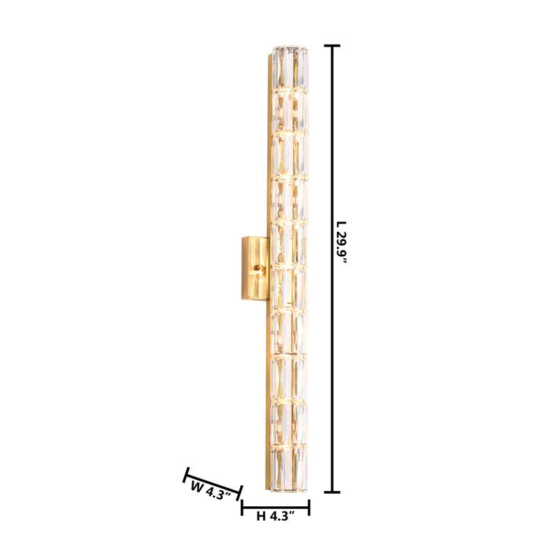 9 Light Gold Metal Wall Sconce With Clear Crystal Accents