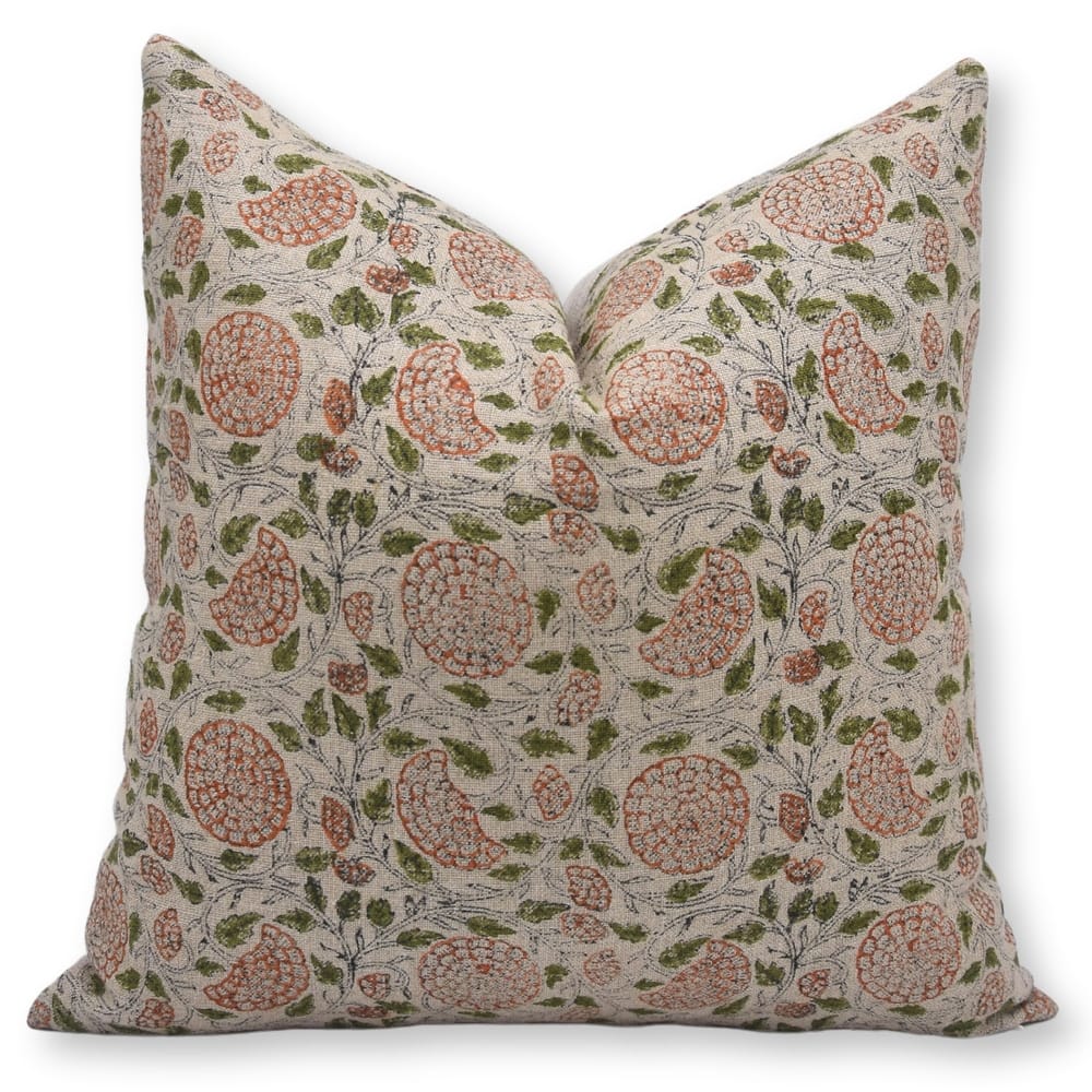 Linen Bohemian Block print pillow Cover - Karwa Chauth