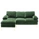 preview thumbnail 1 of 8, L-shape Sectional Sofa Chenille 3 Seater Sofa Upholstered Lounge Chaise Green