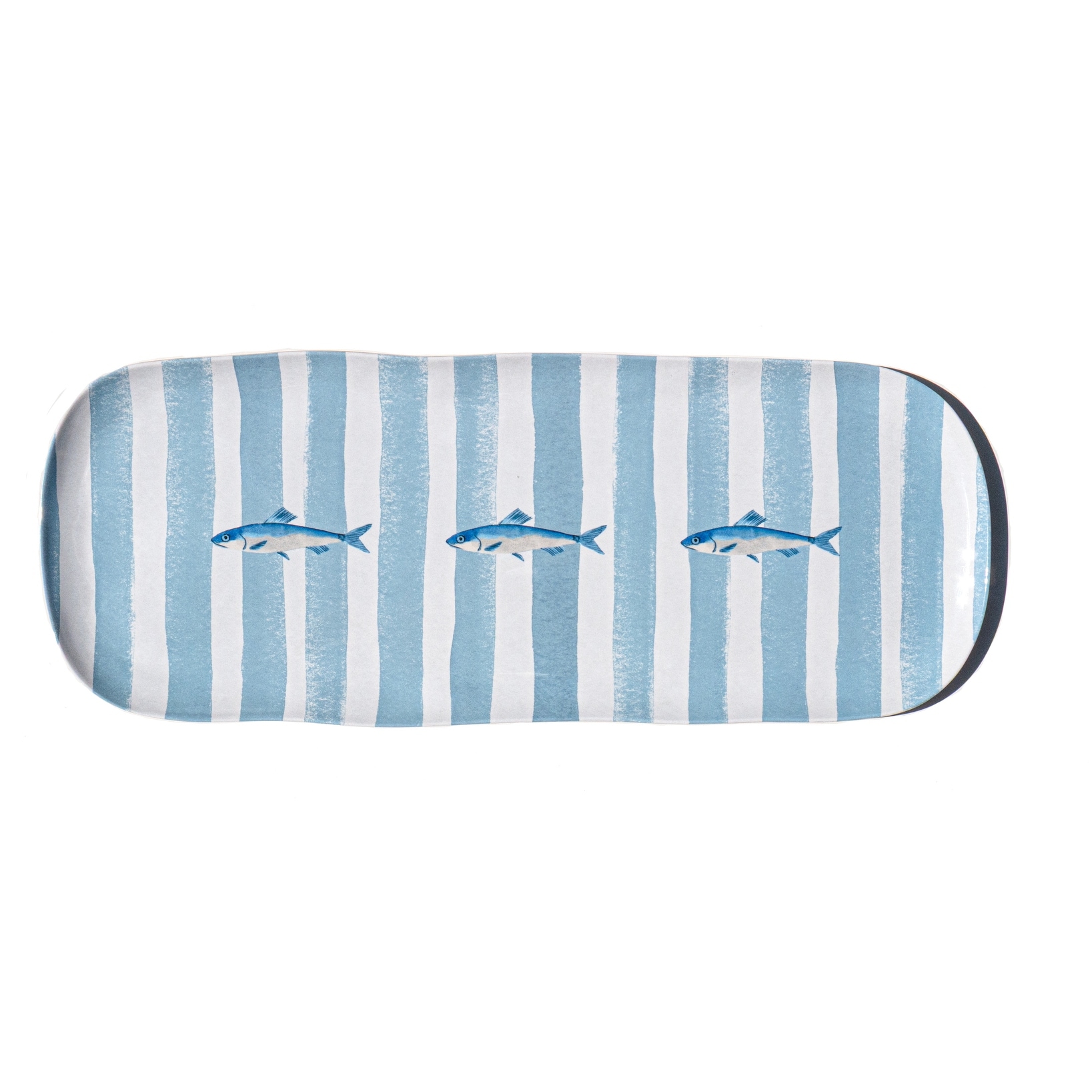 Abode Homewares Sardinia Melamine Stripe Serving Platter - Blue - 17"