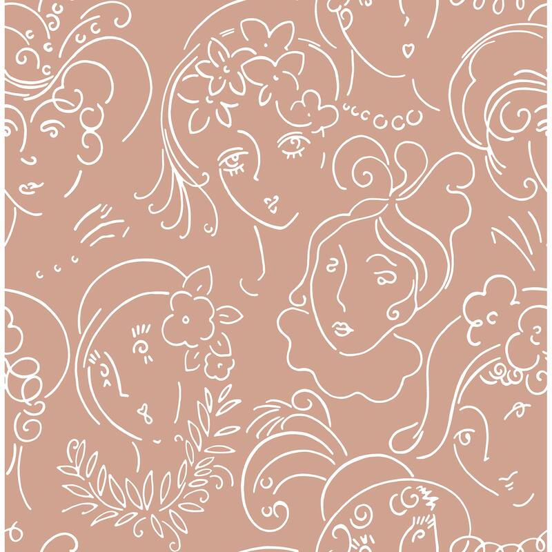 NuWallpaper Lovely Terracotta Ladies Who Lunch Novelty Peel & Stick Wallpaper