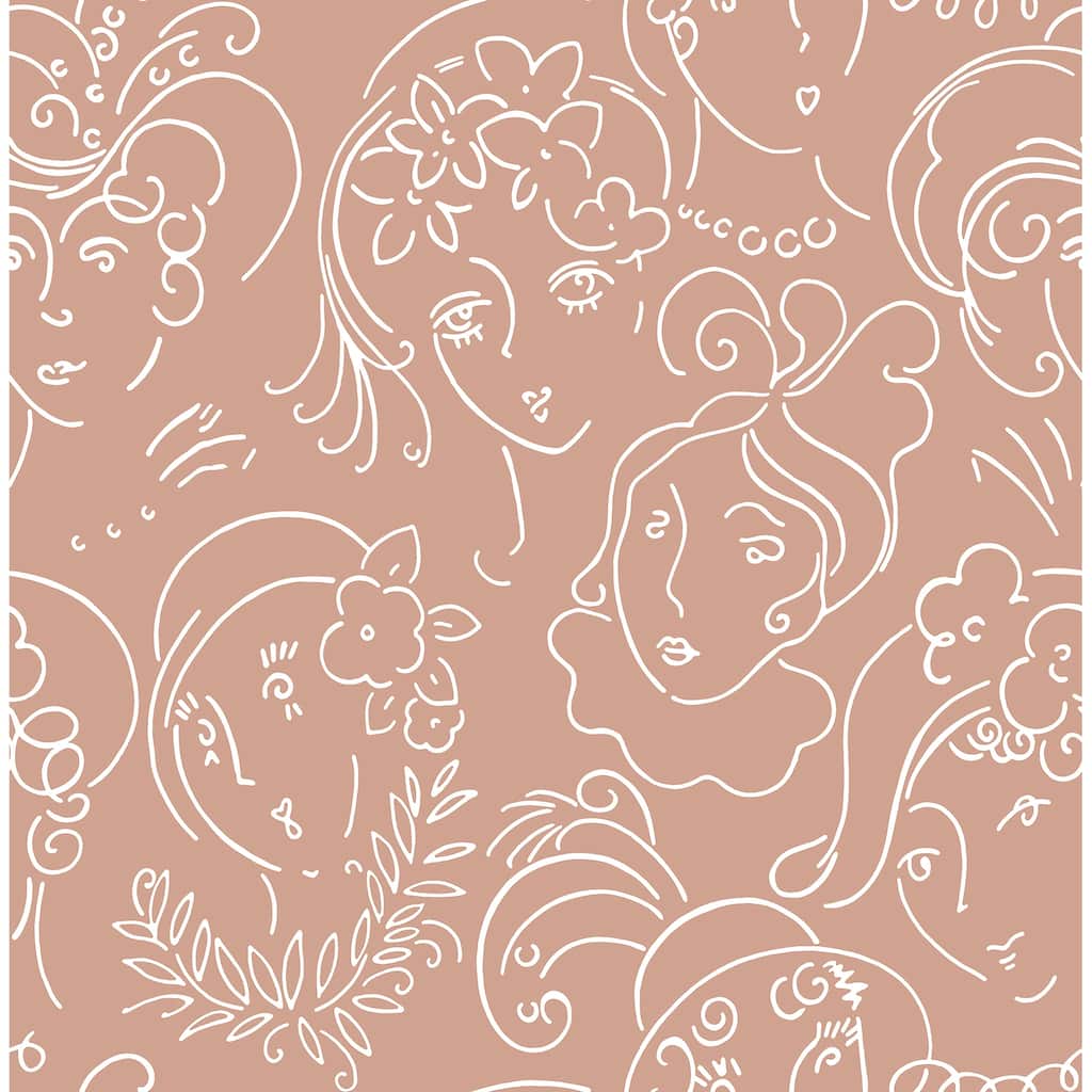 NuWallpaper Lovely Terracotta Ladies Who Lunch Novelty Peel & Stick Wallpaper