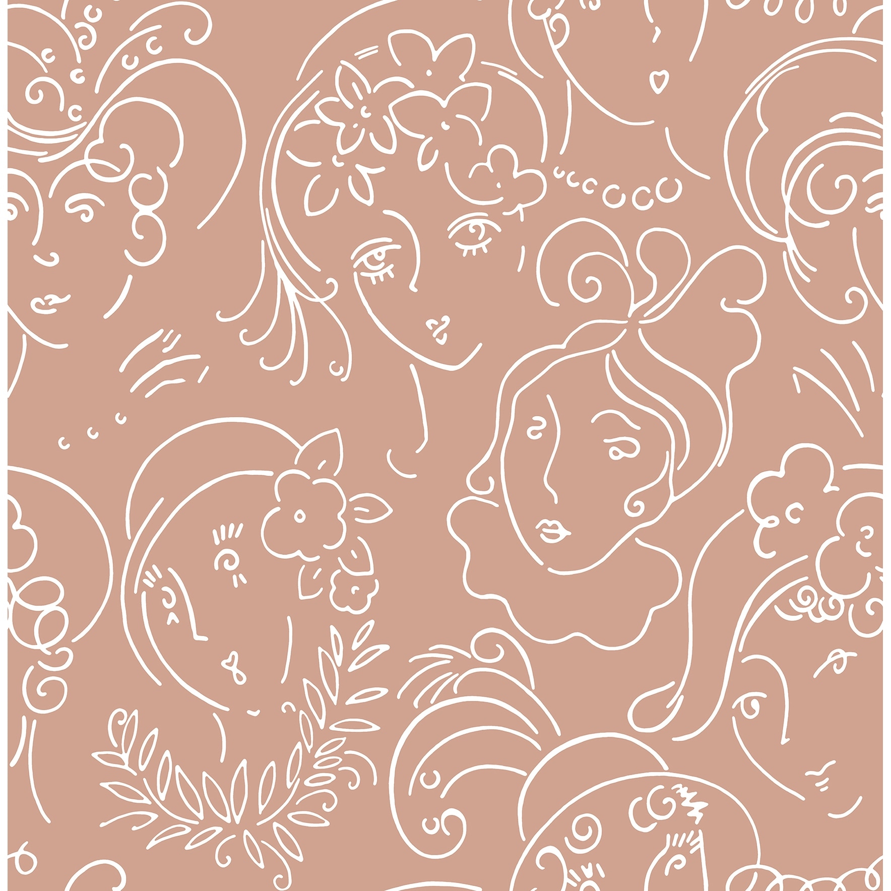 NuWallpaper Lovely Terracotta Ladies Who Lunch Novelty Peel & Stick Wallpaper